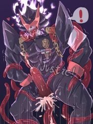 ! 1boys all_the_way_through anal anal_sex clothed_sex heart k_guraler male_only male_penetrated oral_sex over_justice police_uniform skeleton skull skull_head space_patrol_luluco studio_trigger tentacle uniform