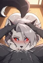 1boy 1girls ai_generated all_the_way_to_the_base anthro anthro_on_anthro anthro_only anthro_penetrating big_breasts blush breasts canine cum cum_in_mouth deepthroat demon demon_girl ears female female_focus female_penetrated furry furry_female furry_male furry_only goth goth_girl grey_fur grey_hair head_grab hellhound helluva_boss liwih looking_at_partner looking_at_viewer loona_(helluva_boss) male male/female naked naked_female naked_male nude nude_female nude_male pov red_sclera spiked_collar tagme tail trembling two_tone_body two_tone_fur two_tone_tail white_body white_fur wolf wolf_girl