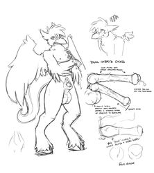 2015 animal_genitalia avian balls beak big_balls big_penis chest_tuft claws diphallia diphallism english_text flare fur hippogryph hooves horsecock huge_cock hyper hyper_penis looking_at_viewer male male_focus male_only male_solo model_sheet multi_penis nipples nude packmind packmind_(character) penis sheath sketch solo solo_male teeth text tuft vein veiny_penis wings