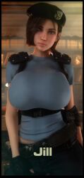 1girls 3d 3d_(artwork) alternate_breast_size big_breasts breasts breasts_bigger_than_head breasts_bigger_than_torso capcom cleavage clothed female female_only female_solo gigantic_breasts hourglass_figure huge_breasts jill_valentine large_breasts resident_evil resident_evil_3 slim_waist solo solo_female top_heavy top_heavy_breasts vaako wide_hips