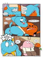 anal anal_sex anthro cartoon_network comic cum cum_in_ass cum_inside darwin_watterson english_text feline fish gay gumball_watterson jerseydevil male mammal marine penetration richard_watterson sex text the_amazing_world_of_gumball