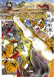 anthro balls bear better_late_than_never blood comic daigaijin dead death english_text erection feline female kung_fu_panda male mammal master_tigress nude panda penis po su_wu text tiger