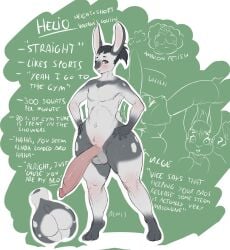 anthro ass balls barefoot big_butt big_penis bisexual black_hair blush bubble_butt caught chart dark_body dark_fur dreamy_pride feet fellatio female femboy fur genitals green_background grey_body grey_fur hair half-erect hand_on_hip hi_res humanoid_genitalia humanoid_penis lagomorph leporid male male/male mammal multicolored_body multicolored_fur nude oral penile penis penis_in_mouth pink_penis pose presenting presenting_penis puffed_cheeks rabbit rabbit_ears red_eyes scut_tail sex short_tail simple_background small_but_hung solo tail text thick_thighs two_tone_body two_tone_fur wide_hips