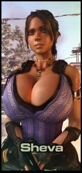 1girls 3d 3d_(artwork) alternate_breast_size big_breasts breasts breasts_bigger_than_head breasts_bigger_than_torso cleavage clothed female female_only female_solo gigantic_breasts hourglass_figure huge_breasts large_breasts resident_evil resident_evil_5 sheva_alomar slim_waist solo solo_female top_heavy top_heavy_breasts vaako wide_hips