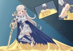 1girls barefoot corrin_(fire_emblem) corrin_(fire_emblem)_(female) fire_emblem fire_emblem_fates glue nintendo sticky sticky_restraint