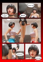 1boy 2girls comic dialogue english_text evie_(fortnite) female fortnite ikonik male mokinawa page_9 page_number text