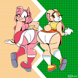 2girls aged_up amy_rose anthro ass ass_to_ass big_ass bubble_butt clothing cream_the_rabbit dat_ass dress fat_ass female female_only hedgehog huge_ass ineptoutcast lagomorph large_ass panties rabbit sonic_(series) sonic_the_hedgehog_(series) thick_ass thick_thighs wide_hips