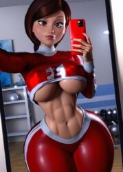 1girls 3d abs ai_generated big_ass big_breasts big_hips brown_eyes brown_hair fat_ass_mommy helen_parr mature_female milf mirror mirror_selfie mommy nail_polish pawg phone pixar pixar_mom room ruidx selfie sports_uniform superheroine the_incredibles uglyspirit wide_hips