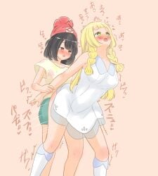 1futa 1girls azumanishiki doggy_style futa_on_female futa_with_female futanari implied_futanari lillie_(pokemon) pokemon pokemon_sm selene_(pokemon)