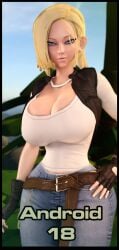 1girls 3d 3d_(artwork) alternate_breast_size android_18 big_breasts breasts breasts_bigger_than_head breasts_bigger_than_torso child_bearing_hips cleavage clothed dragon_ball dragon_ball_z female female_only female_solo gigantic_breasts gigantic_hips hourglass_figure huge_breasts large_breasts pearl_necklace slim_waist solo solo_female top_heavy top_heavy_breasts vaako wide_hips