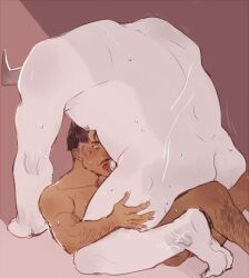 2boys anal anal_sex anal_sex anthro ass bara beauty_mark biceps big_ass black_hair canon_couple completely_nude couple cowgirl_position dark-skinned_male dark_hair dark_skin dorian_pavus dragon_age dragon_age_inquisition duo facial_hair feet fellatio gay gay_anal gay_male gay_sex grey_body grey_skin holding_partner horn horns hoskky human human_on_anthro iron_bull mage male male/male male_only male_penetrated male_penetrating male_penetrating_male mole moustache moustache muscles muscular muscular_male naked naked_male nude nude_male oral oral_sex pansexual_male penetration penile_penetration penis_in_ass qunari sex size_difference sweat sweatdrop sweating video_games yaoi