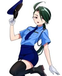 1girls artist_request gloves green_hair pokemon police_uniform rika_(pokemon) tagme