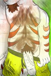 abs anthro barbs bathroom beard chubby clothing facial_hair feline floxty foreskin hairy humanoid_penis male male_only mammal musclegut muscles overweight penis selfie shower solo stripes teasing tiger uncircumcised uncut underwear