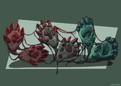 absurd_res after_transformation ambiguous_gender feet foot_fetish foot_focus furry goo_creature goo_humanoid goo_transformation hi_res hybrid mammal sketchotterly slime transformation