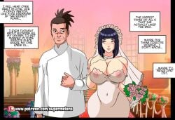 age_difference big_breasts boruto:_naruto_next_generations bride comic dress hyuuga_hinata married_couple married_woman naruto naruto_(series) netorare nipples patreon straight super_melons umino_iruka wedding wedding_dress