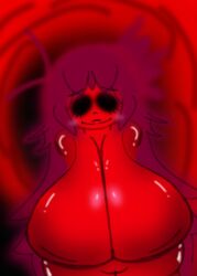 2022 blush earthbound giygal giygas giygas_(giygal) huge_breasts looking_at_viewer pov pupilless_eyes purple_hair smiling_at_viewer