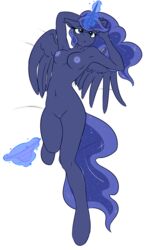 absurdres alicorn anthro anthrofied blue_eyes breasts dodgerblue equine female friendship_is_magic furry highres hooves horn lying magic mammal my_little_pony nude panties princess_luna_(mlp) pussy solo star underwear wings