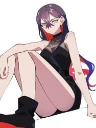 1girls alternate_costume artist_request black_dress carmine_(pokemon) dress not_porn pale-skinned_female pale_skin pokemon pokemon_sv pout solo solo_focus tagme thigh_focus thighs yellow_eyes