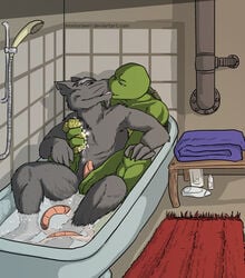 anthro bath bathtub duo erection father father_and_son fur grey_fur grope kissing leonardo male male_only mammal master_splinter momorawrr multiple_males nude parent penis rat reptile rodent scalie semi_incest smaller_version_at_the_source son splinter teenage_mutant_ninja_turtles towel turtle water yaoi