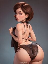 ai_generated artist_elygordan ass ass_focus back_view bikini black_bikini collar collarbone elastigirl elygordan elygordanart gigantic gigantic_ass gigantic_balls gigantic_butt helen_parr huge_butt looking_at_viewer looking_back_at_viewer milf mommy patreon red_lipstick solo solo_female the_incredibles