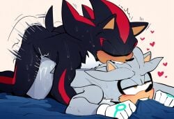 2024 2boys ai_generated anal backshots bed bedsheets biting biting_sheets clapping_cheeks furry gay hedgehog male/male mullon muscular_male novelai rough_sex shadow_the_hedgehog silver_the_hedgehog sonic_(series) yaoi