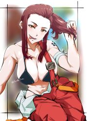 1girls :p abs adjusting_hair armband big_breasts bra brigitte brigitte_lindholm brown_eyes brown_hair cleavage female fit_female koda1ra long_hair looking_at_viewer navel overalls overwatch overwatch_2 panties panty_peek playful ponytail red_hair shiny_skin shoulder_tattoo sidelocks smile solo stomach suspenders tattoo tongue_out tongue_sticking_out wide_hips