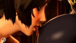 2016 2girls 3d animated areola big_breasts bioshock bioshock_infinite black_hair breasts closed_eyes crossover dark_elf elf elizabeth_comstock fallen_throne female human licking_nipples lordaardvark nipple_licking nipples no_sound queen_nualia source_filmmaker tagme tongue tongue_out video yuri