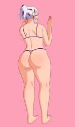 1girls behind_view big_ass boku_no_hero_academia bra bubble_butt female female_only fuyumi_todoroki long_hair mfuncen my_hero_academia panties smile thick_ass thick_thighs thong_panties thong_straps tied_hair underwear white_hair