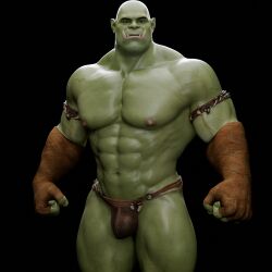 1boy 3d bara barazoku male male_focus male_only muscular muscular_male orc solo solo_focus solo_male voluox