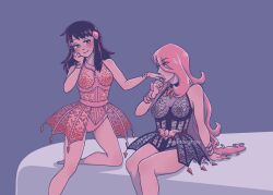 2girls charbon cynthia_(pokemon) dawn_(pokemon) lingerie pokemon yuri