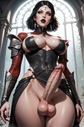 1futa abs ai_generated balls big_balls big_breasts black_lipstick breasts curvy dickgirl futa_only futanari looking_at_viewer nsfw penis perfect_body ready_to_fuck serana small_waist smile solo taceee testicles the_elder_scrolls uncut