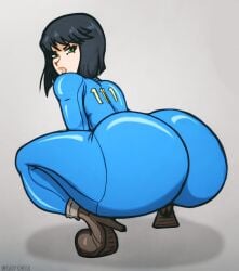 1girls 2024 artist_name ass ass_bigger_than_head ass_focus bethesda_softworks big_ass big_butt biggy_deez black_hair bodysuit boots bottom_heavy clothed clothed_female curvaceous curvy curvy_body curvy_female curvy_figure fallout fat_ass female female_only fully_clothed green_eyes huge_ass huge_butt large_ass large_butt light-skinned_female light_skin looking_back solo solo_female squatting thick_thighs thighs vault_girl vault_meat vault_suit voluptuous voluptuous_female