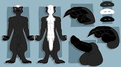 1boy anthro badger balls claws digitigrade fur heyitshappydoodles honey_badger male male_only mammal model_sheet mustelid pawpads paws penis sheath solo white_fur