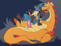 2boys anal anal_sex animal_genitalia anus balls big_dom_small_sub blush canine_penis chip_'n_dale_rescue_rangers crossover cum cum_in_ass cum_inside cum_while_penetrated disney dragon dtz duo erection feral fur furry furry_only gay hands-free hologram_(artist) knot lucario lying male male_only multiple_males nintendo nude on_back on_top open_mouth orgasm penetration penis pokemon pokemon_(species) red_eyes reverse_cowgirl_position scalie sex size_difference spread_legs spreading video_games yaoi