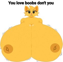 anthro anthro_female anthro_only artist_request big_breasts boykisser_(meme) cat_emoji cat_girl emoji emoji_(race) freckles_on_breasts furry_breasts furry_female huge_breasts large_breasts smile videogamedunky