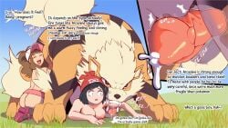 1boy 2girls animal_penis arcanine ass baseball_cap big_breasts black_legwear black_thighhighs blue_eyes blush breasts brown_hair canine clothing completely_nude dominant_feral elbow_gloves explaining female femsub feral feral_on_female feral_on_human from_behind game_freak gloves group hat hilda_(pokemon) interspecies interspecies_pregnancy knot larger_male legs_together long_hair male male_pokemon/female_human mating morpskorp mostly_nude naked naked_headwear nintendo nipples nude nude_female open_mouth outdoors partially_clothed penis pokémon_(species) pokemon pokemon_(species) pokemon_bw pokemon_sm pokephilia pregnant public_nudity public_sex pussy selene_(pokemon) sex size_difference smile spread_legs straw testicles thighhighs wide_eyed x-ray zoophilia