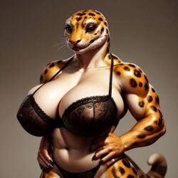 ai_generated busty busty_female feline furry huge_breasts lagato lingerie lizard nude oc original_character thick_ass