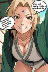 1girls background blonde_female blonde_hair boruto:_naruto_next_generations brown_eyes caring cleavage close-up cuckold cuckold_pov doctork female forehead_mark gentle gentle_femdom gentle_mommy green_clothing green_coat headpat leaning leaning_forward long_hair mature mature_female mature_woman milf naruto naruto_(series) naruto_shippuden no_panties pov pov_eye_contact pov_headpat smiling smiling_at_viewer solo suggestive suggestive_look teasing teasing_viewer text text_box text_bubble thighs tsunade twintails white_clothing