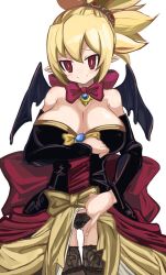 breasts cleavage demon_girl demon_wings disgaea disgaea_2 dress dress_lift lace_panties large_breasts lingerie maou_fuu nippon_ichi_software panties rozalin skirt_lift