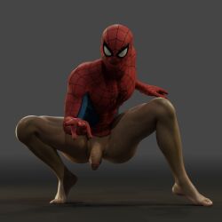 1boy balls bottomless male male_focus male_only marvel masculine mask masked masked_male penis solo solo_focus solo_male spider-man spider-man_(series) voluox