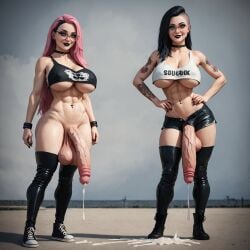 2futas ai_generated balls big_penis cum foreskin futa_only futanari goth shennru tagme testicles uncut