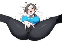 1girls ai_generated cameltoe female female_only fingering_through_clothes masturbation_through_clothing moaning orgasm solo steaming_body wii_fit_trainer yoga_pants