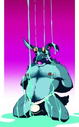 2024 5:8 anthro antlers armpit_hair ball_gag body_hair bondage border bound bulge chest_hair closed_eyes clothed clothing ear_piercing facial_hair facial_piercing gag gagged goop hairy hands_behind_back happy_trail hi_res horn jackalope jockstrap jockstrap_only kneeling lagomorph male male_focus male_only mammal manly mature_male mithgarx moustache musclegut muscular nipples pecs piercing pink_background pink_gag pubes sideburns simple_background slime solo topless underwear underwear_only white_border