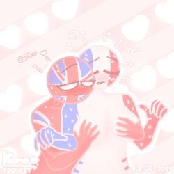 2girls background big_breasts blush breasts british_flag closed_eyes colored_skin countryhumans countryhumans_girl covered_nipples english_text female female/female female_focus female_only france_(countryhumans) french_flag grabbing_breasts grabbing_from_behind heart hearts_around_head horny horny_female imminent_sex konoboyhe lesbian looking_at_another moan nude_female_nude_female pleasure_face red_body red_skin smile standing united_kingdom_(countryhumans) wanting_sex white_body white_skin yuri