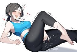 1girls ai_generated cameltoe female female_only fingering_through_clothes masturbation_through_clothing moaning orgasm solo steaming_body wii_fit wii_fit_trainer yoga_pants