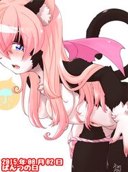 blue_eyes blush ehime_mikan feline female furry furry_only hair kemono mammal open_mouth pink_hair