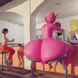 3d 3d_(artwork) anthro ass_bigger_than_body ass_bigger_than_head ass_expansion ass_focus beef_boss_(fortnite) chair ctgiantess cuddle_team_leader eating enormous_ass evie_(fortnite) fortnite hi_res highres huge_ass huge_breasts huge_butt hyper hyper_ass hyper_butt hyper_hips hyper_hourglass looking_away slurp_(fortnite) surprise surprised surprised_expression thick thick_hips thick_thighs two_chairs_for_one