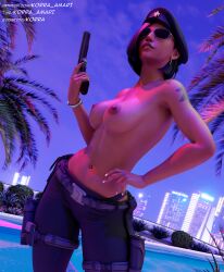 black_body blender blender3d blender_(artwork) blender_cycles blizzard_entertainment breasts casino cop female female_focus fit fit_female gta_online_female_character gta_v gun korra_amari lighting nsfw overwatch overwatch_2 pharah pistol police police_officer police_uniform policewoman sfw short_hair sunglasses tinted_eyewear weapon wearing_glasses