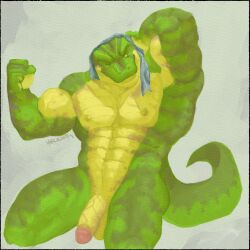 1:1 anthro balls biceps casual_nudity crocodile crocodilian crocodylid flaccid foreskin genitals green_body hi_res humanoid_genitalia humanoid_hands humanoid_penis male male_only manly morlacoste muscular muscular_anthro muscular_male navel nipples non-mammal_balls non-mammal_navel non-mammal_nipples nude pecs penis reptile scalie simple_background solo tail