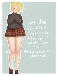 3d ? blonde_hair blush breasts dialogue english_text footwear full_body hi_res high_resolution highres looking_at_viewer original school_uniform shoes skirt smile text tied_hair twintails uniform vyrus_smith